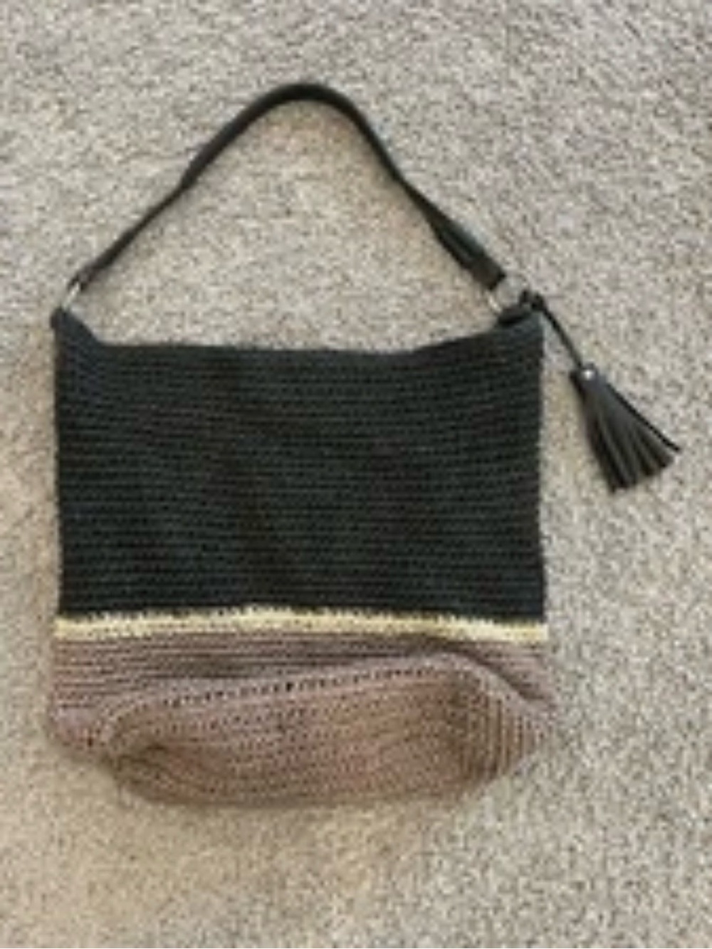 Banana Republic Straw Shoulder Bag Black/Beige
